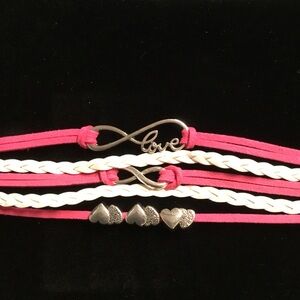 Pink infinity heart bracelet